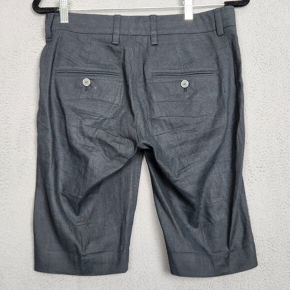 Vince Shorts Womens 2 Charcoal Linen Blend Bermuda Tailored Dressy V0528-20710 - Picture 2 of 9
